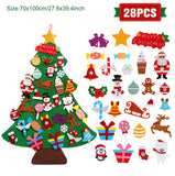 DIY Felt Christmas Tree New Year Toddler Kids Handmade Gift Toys Door Wall Hanging Ornaments Holiday Party Home Decor Set