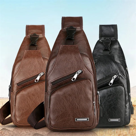 Men's Crossbody Bags Men's USB Chest Bag Designer Messenger bag.