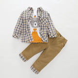 BINIDUCKLING Toddler Boys Clothing Set Cartoon Printed 3PCS Outfits Spring Shirt T-Shirt Pants For Little Boys Kid's Clothes