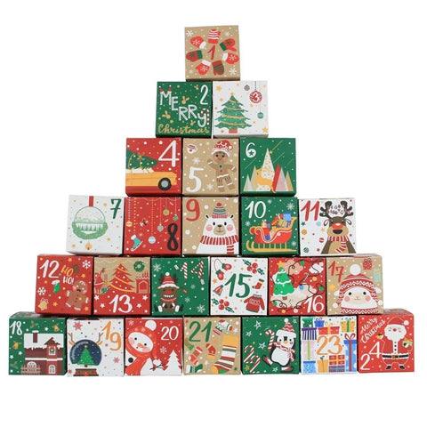 "24-Piece Christmas Advent Gift Boxes – Perfect for Candy, Toys, & Treats!"