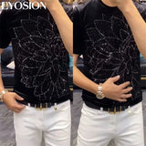 Summer Design Mens T-shirts Brilliant Rhinestone High Quality.