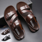 Fashion Comfortable Men's Sandals Solid Color Open Toe Mens Leather Sandals