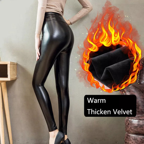 High Waist PU Leather Leggings for Women