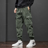 OUSSYU Winter Men's Fleece Warm Cargo Corduroy Pants J.