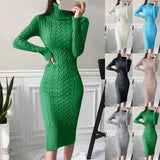 Women's Knitted Turtleneck Long Sleeve Dress Sweater