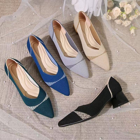 Women's Pointed Elastic Knitted and Breathable High Heel Shoes