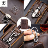 BULLCAPTAIN Crazy Horse Leather Male Waist Pack Phone Pouch Bags.