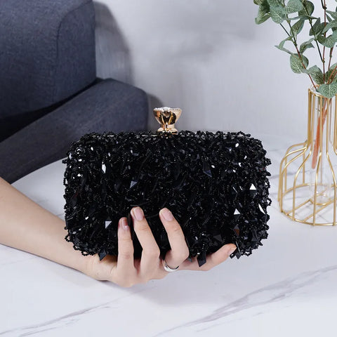 Luxury Sequin Beaded Evening Handbags/Clutches with Chain