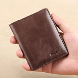 Genuine Leather Rfid Wallet for Men Slim Vertical Wallets Black Thin Short ID Credit Card Holder Minimalist Men's Blue Money Bag.