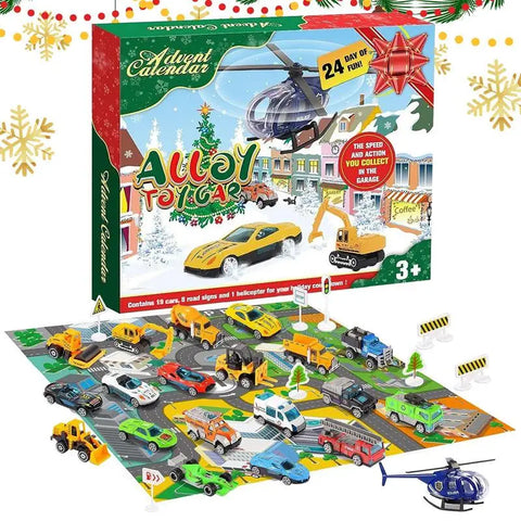 "24-Day Christmas Advent Calendar – Race Car Countdown with Pull-Back Action for Kids!"