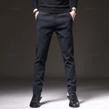 Winter Fleece Warm Men's Brushed Fabric Casual Pants .