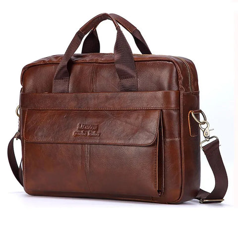 Men Genuine Leather Handbags Casual Leather Laptop Bags Male.