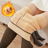 Women's Thermal Fleece Leggings – Cozy Winter Warmth with a Sexy Translucent Pantyhose Look