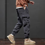 OUSSYU Winter Men's Fleece Warm Cargo Corduroy Pants J.