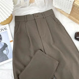 Fall Spring Black Suit Haren Pants Women Fashion Elastic High Waist Casual Trousers .