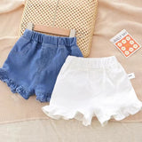 Gochic Summer Kid's Pants Fashion Girls New Denim Ruffle Shorts Children's Wear Teenage Girl Jeans