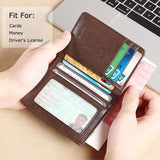 Genuine Leather Rfid Wallet for Men Slim Vertical Wallets Black Thin Short ID Credit Card Holder Minimalist Men's Blue Money Bag.