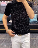 Summer Design Mens T-shirts Brilliant Rhinestone High Quality.