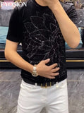 Summer Design Mens T-shirts Brilliant Rhinestone High Quality.