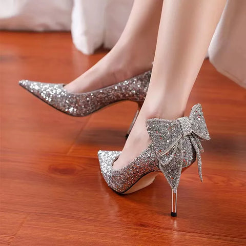 8cm Wedding Sequined High Heels/Stiletto